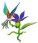 Preview: Blüte mit Kolibri, stehend / Blüte blau